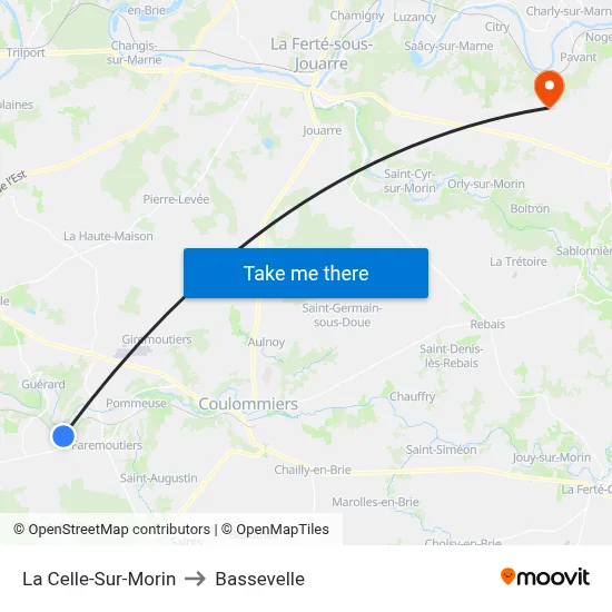 La Celle-Sur-Morin to Bassevelle map