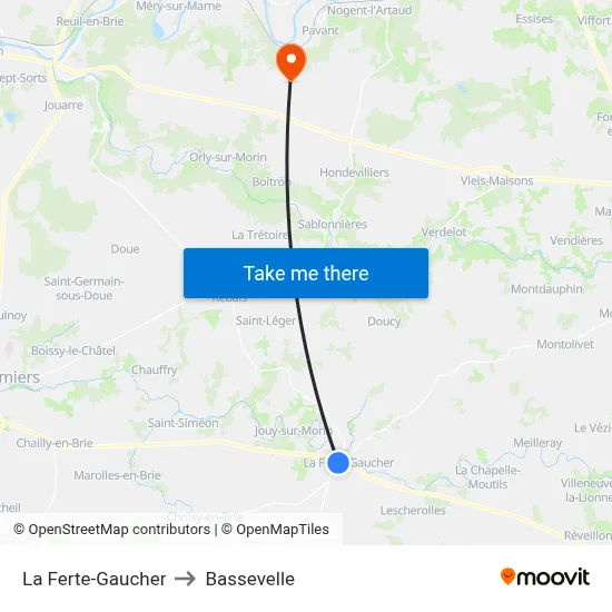 La Ferte-Gaucher to Bassevelle map