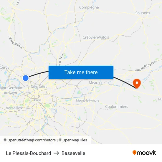 Le Plessis-Bouchard to Bassevelle map