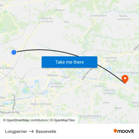 Longperrier to Bassevelle map