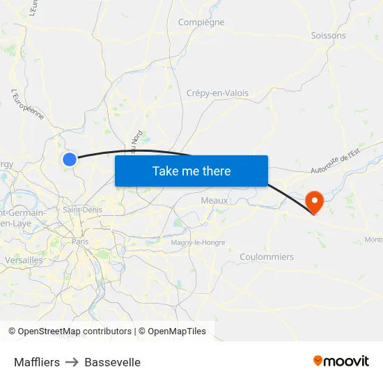 Maffliers to Bassevelle map