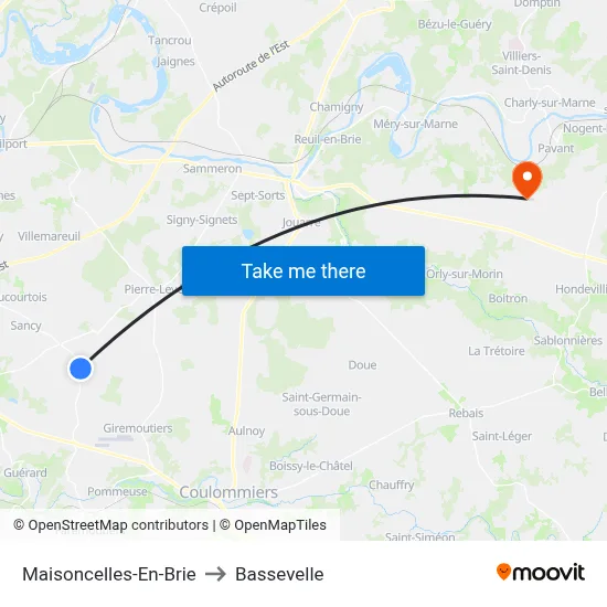 Maisoncelles-En-Brie to Bassevelle map
