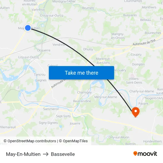 May-En-Multien to Bassevelle map