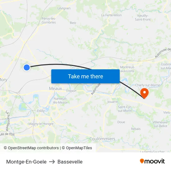 Montge-En-Goele to Bassevelle map