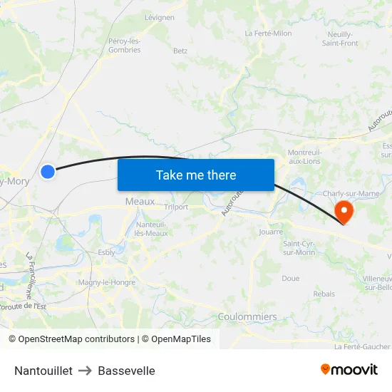 Nantouillet to Bassevelle map