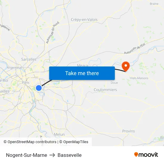 Nogent-Sur-Marne to Bassevelle map
