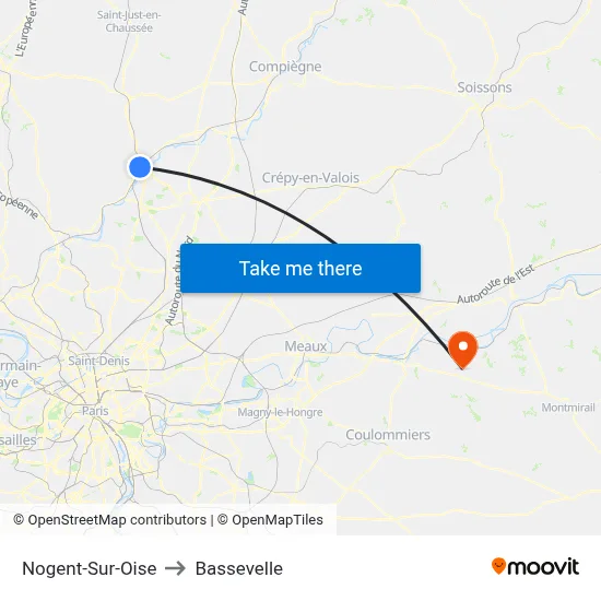 Nogent-Sur-Oise to Bassevelle map