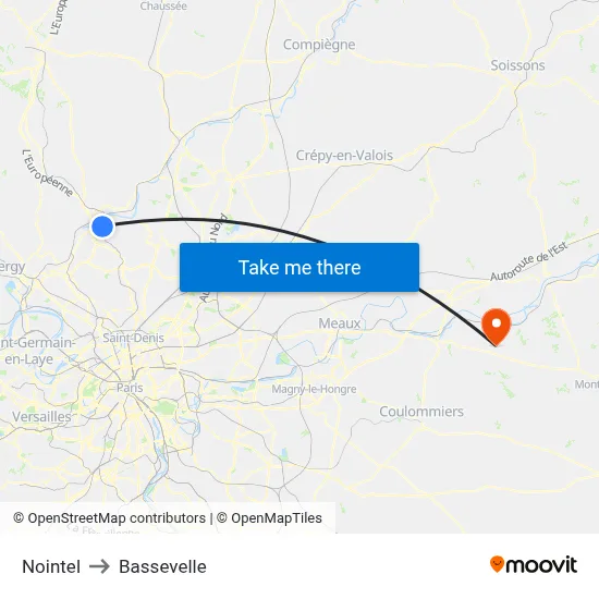 Nointel to Bassevelle map