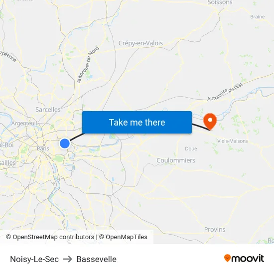 Noisy-Le-Sec to Bassevelle map