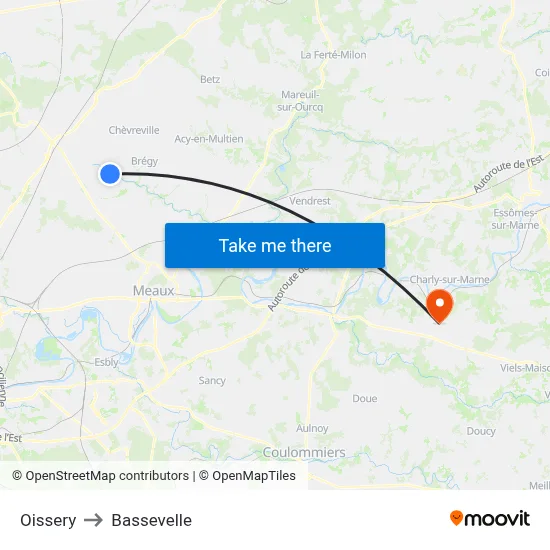 Oissery to Bassevelle map