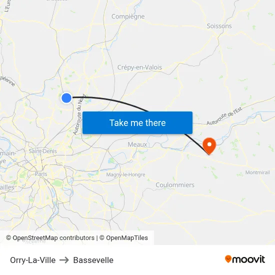 Orry-La-Ville to Bassevelle map