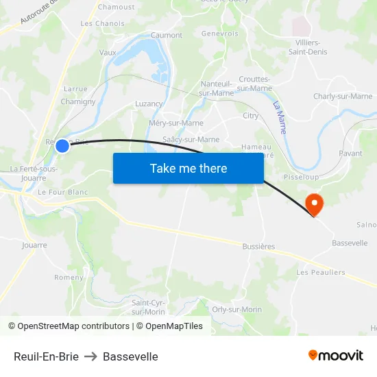 Reuil-En-Brie to Bassevelle map