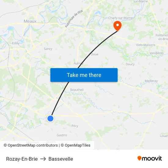 Rozay-En-Brie to Bassevelle map