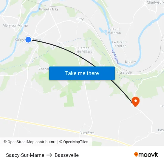 Saacy-Sur-Marne to Bassevelle map