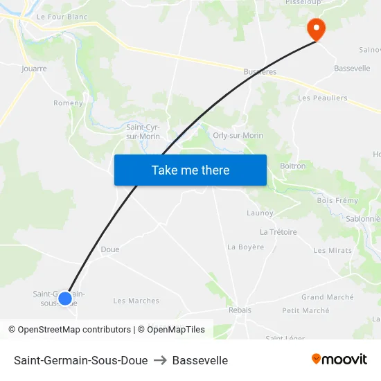 Saint-Germain-Sous-Doue to Bassevelle map