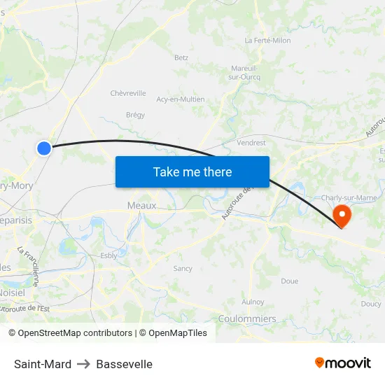 Saint-Mard to Bassevelle map