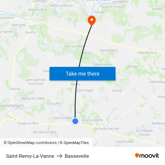 Saint-Remy-La-Vanne to Bassevelle map