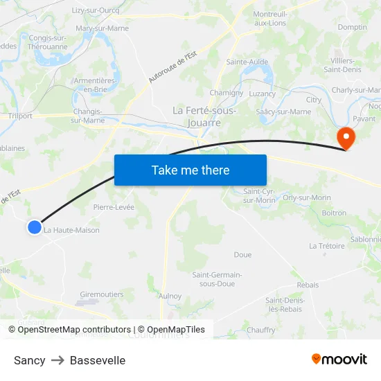 Sancy to Bassevelle map