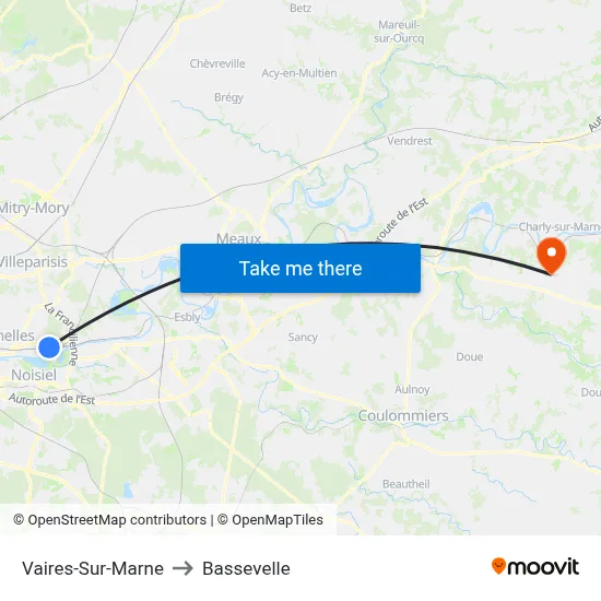 Vaires-Sur-Marne to Bassevelle map