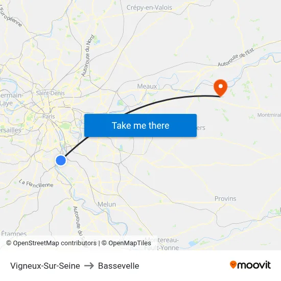 Vigneux-Sur-Seine to Bassevelle map