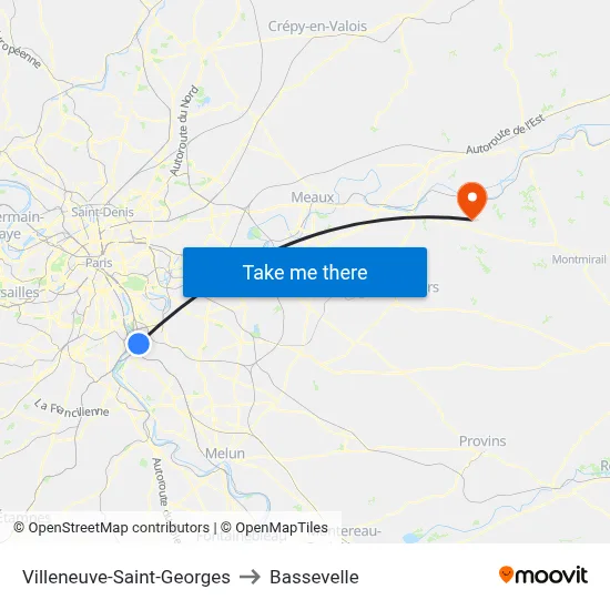 Villeneuve-Saint-Georges to Bassevelle map