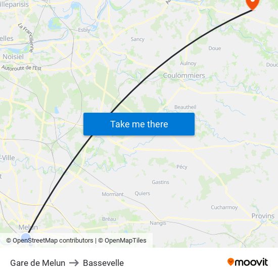Gare de Melun to Bassevelle map