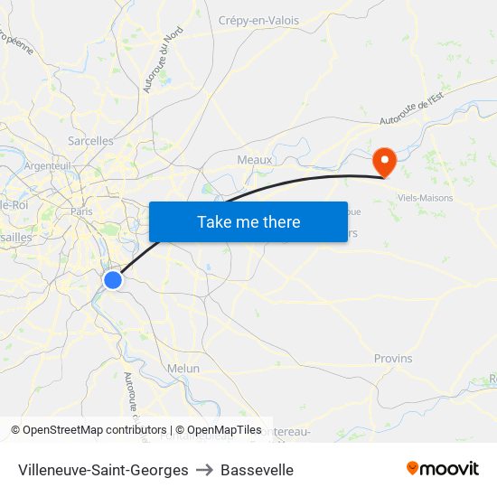 Villeneuve-Saint-Georges to Bassevelle map