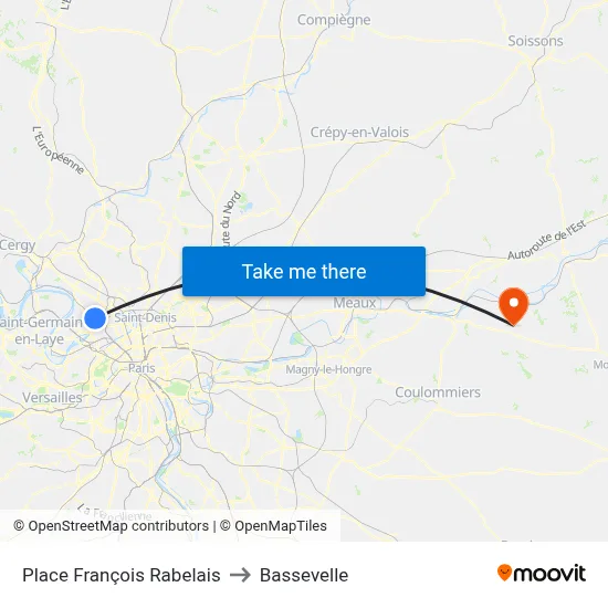 Place François Rabelais to Bassevelle map