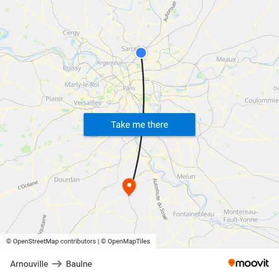 Arnouville to Baulne map