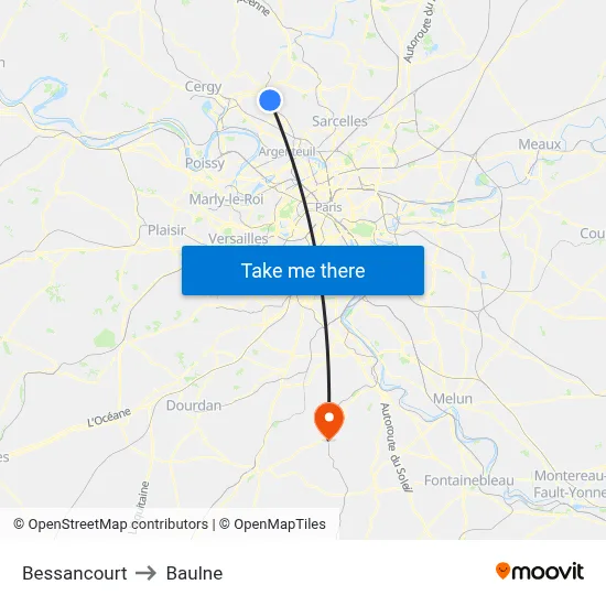 Bessancourt to Baulne map