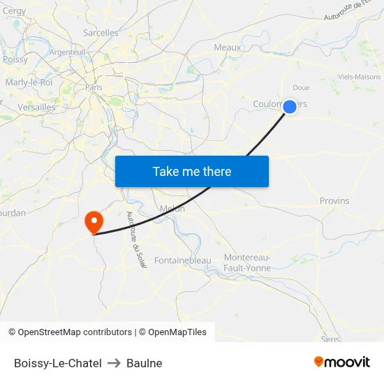 Boissy-Le-Chatel to Baulne map