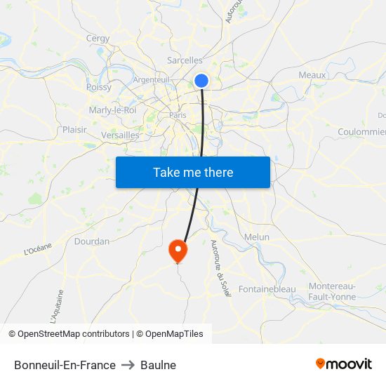 Bonneuil-En-France to Baulne map