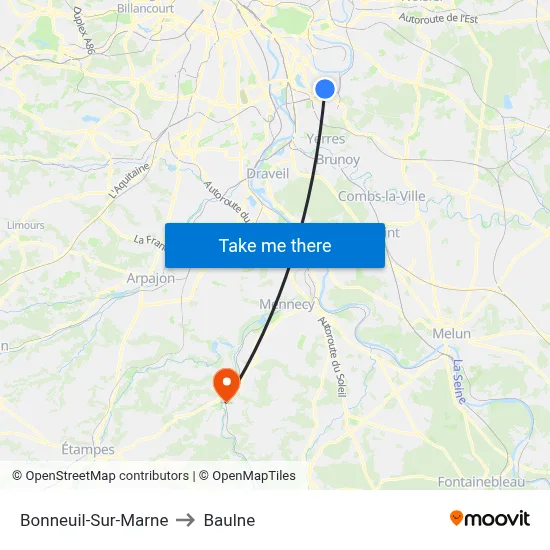 Bonneuil-Sur-Marne to Baulne map
