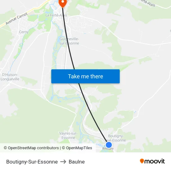Boutigny-Sur-Essonne to Baulne map