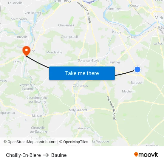 Chailly-En-Biere to Baulne map