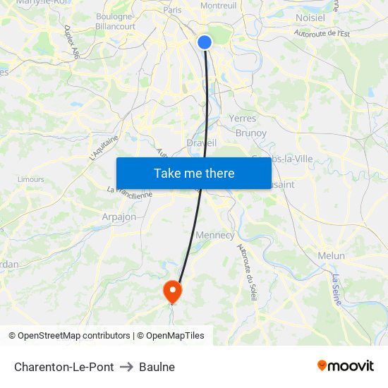 Charenton-Le-Pont to Baulne map
