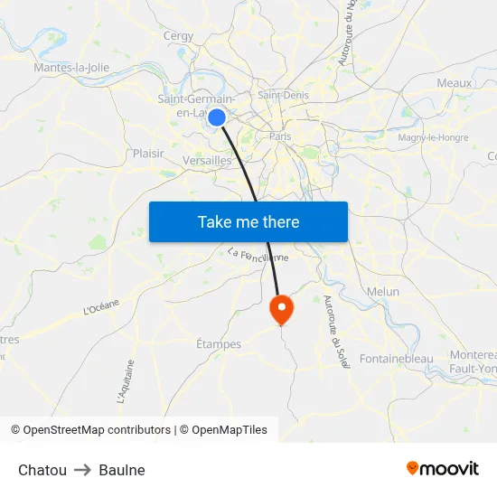 Chatou to Baulne map