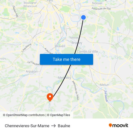 Chennevieres-Sur-Marne to Baulne map