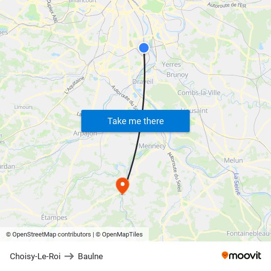 Choisy-Le-Roi to Baulne map