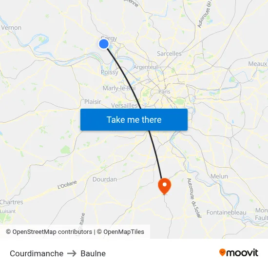 Courdimanche to Baulne map