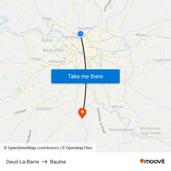 Deuil-La-Barre to Baulne map