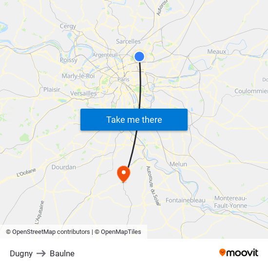 Dugny to Baulne map