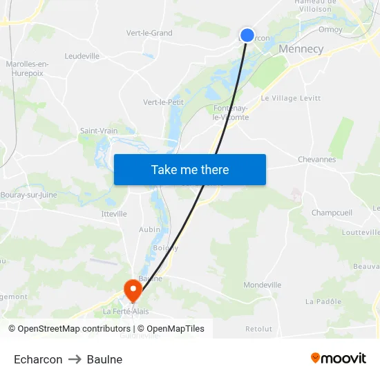 Echarcon to Baulne map