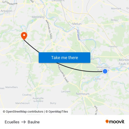 Ecuelles to Baulne map