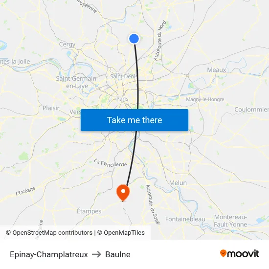 Epinay-Champlatreux to Baulne map