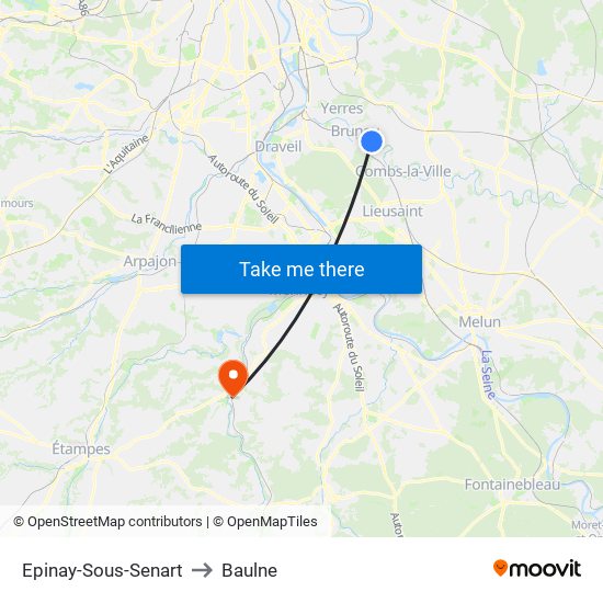 Epinay-Sous-Senart to Baulne map