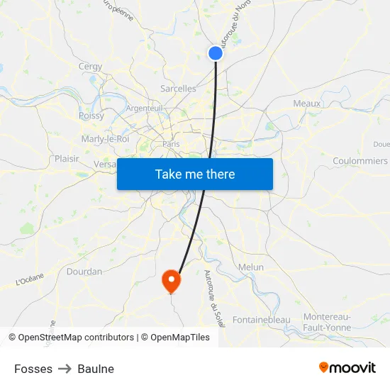 Fosses to Baulne map