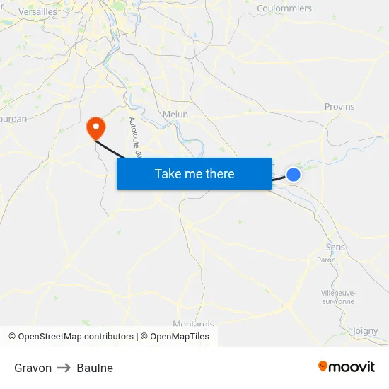 Gravon to Baulne map