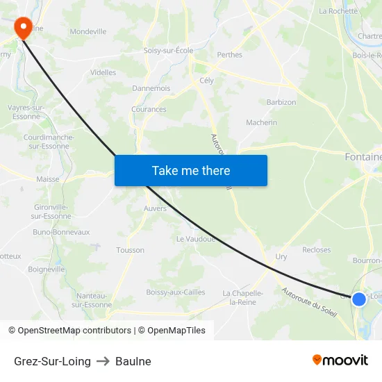 Grez-Sur-Loing to Baulne map