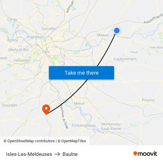 Isles-Les-Meldeuses to Baulne map